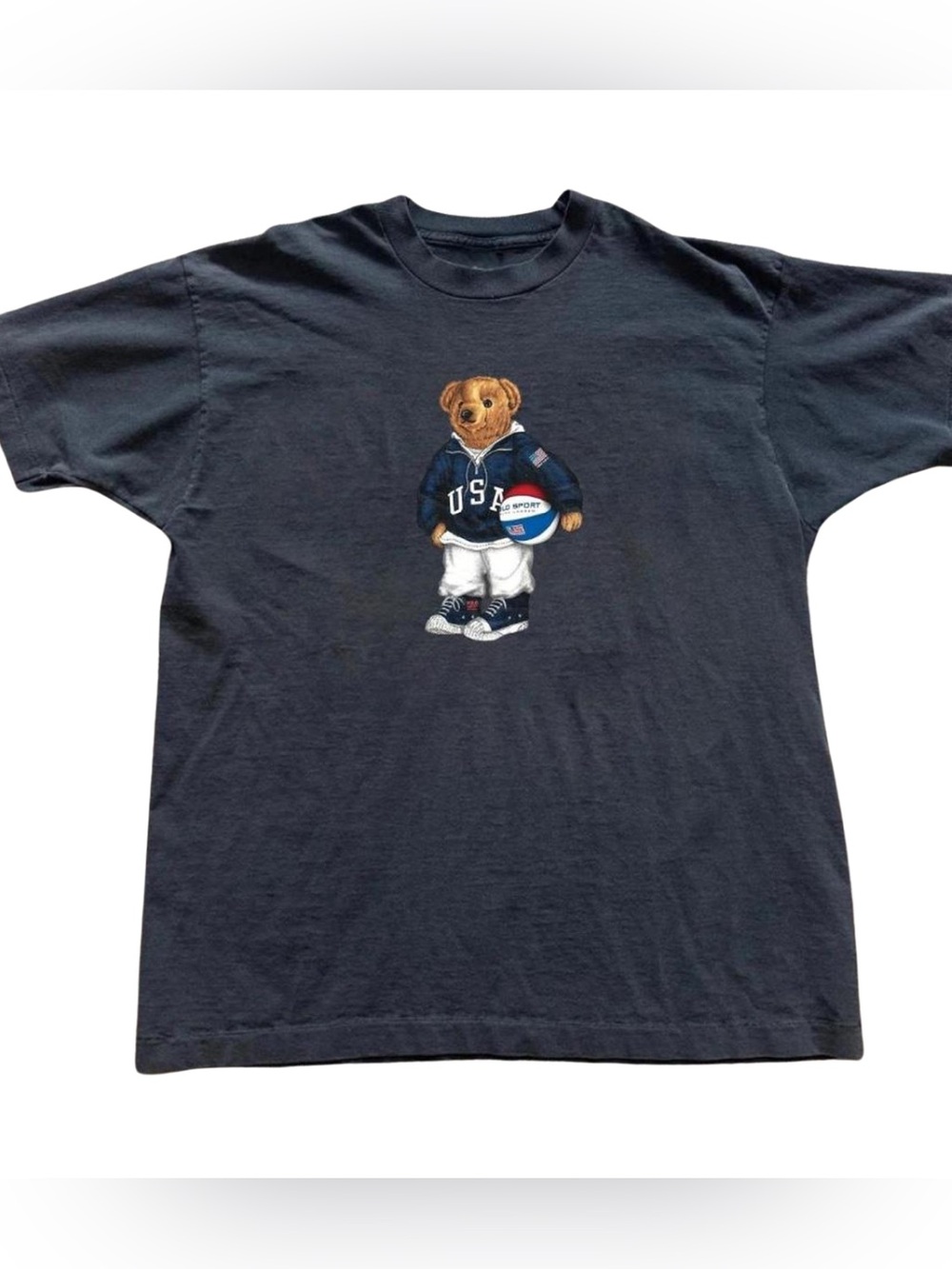 Black USA Bear Graphic T- Shirt, Vintage Casual Tee, Style for Everyday Wear